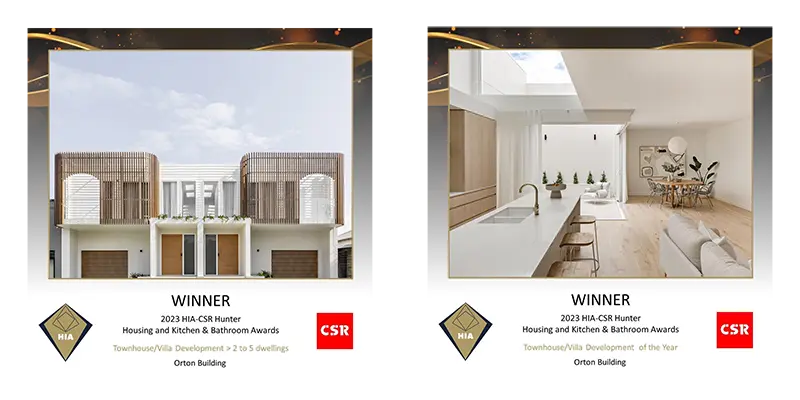 Orton Haus 2.0 duplex project: winners of the HIA Hunter Townhouse Villa Development award.