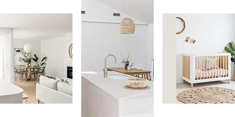 Images of Orton House dining, living, kichen and bedroom interiors