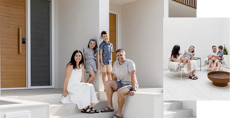 Image of Justine Orton at home with her family